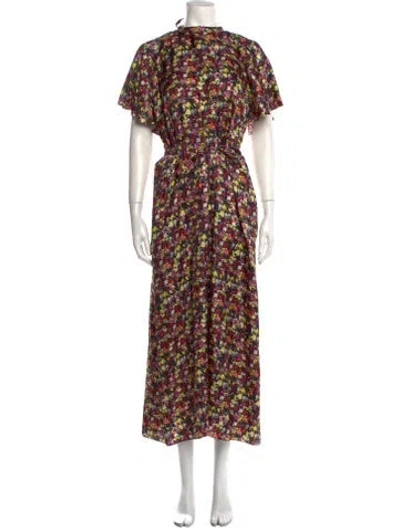 Pre-owned Jonathan Cohen Floral Print Long Dress In Multi