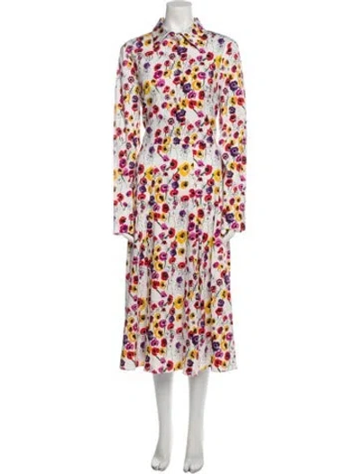 Pre-owned Jonathan Cohen Floral Print Long Dress In Neutral