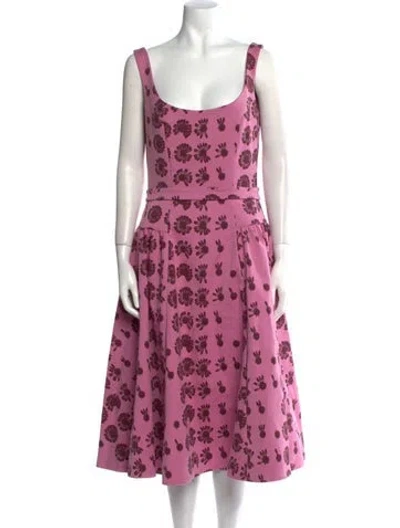 Pre-owned Jonathan Cohen Floral Print Long Dress In Pink