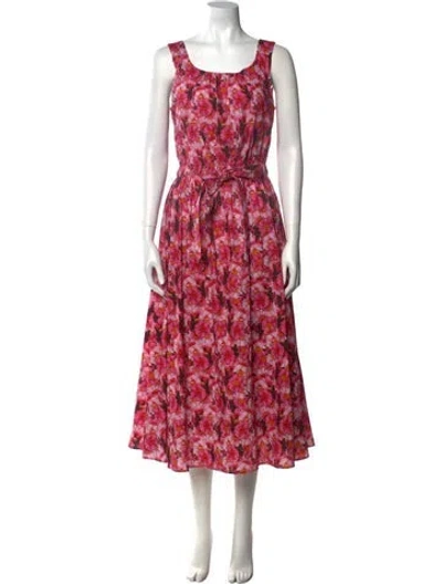Pre-owned Jonathan Cohen Floral Print Long Dress In Pink