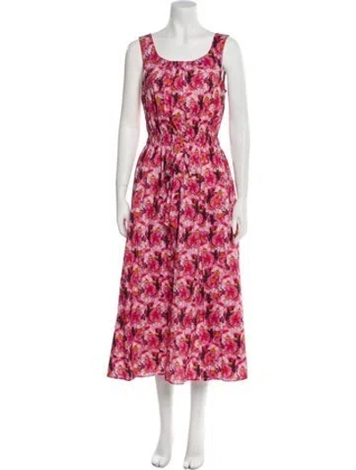 Pre-owned Jonathan Cohen Floral Print Long Dress In Pink
