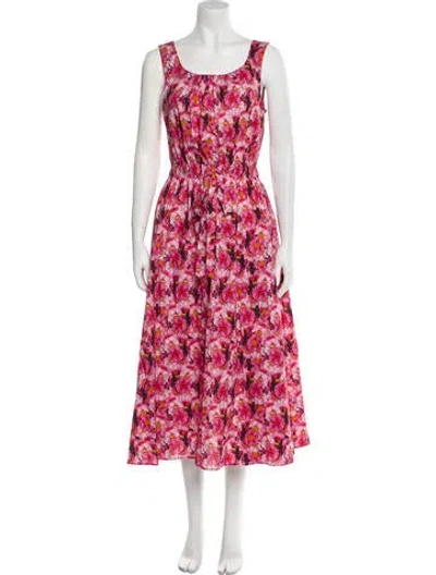 Pre-owned Jonathan Cohen Floral Print Long Dress In Pink