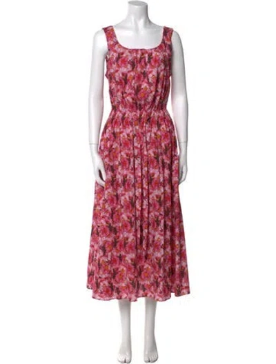Pre-owned Jonathan Cohen Floral Print Long Dress In Pink