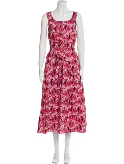Pre-owned Jonathan Cohen Floral Print Long Dress In Pink