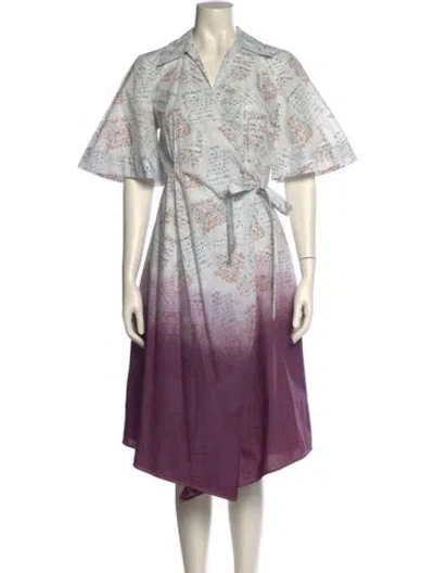 Pre-owned Jonathan Cohen Floral Print Long Dress In Purple