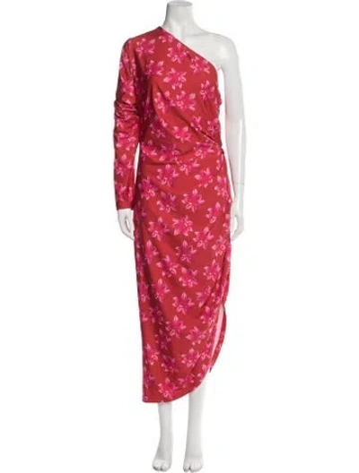 Pre-owned Jonathan Cohen Floral Print Long Dress In Red