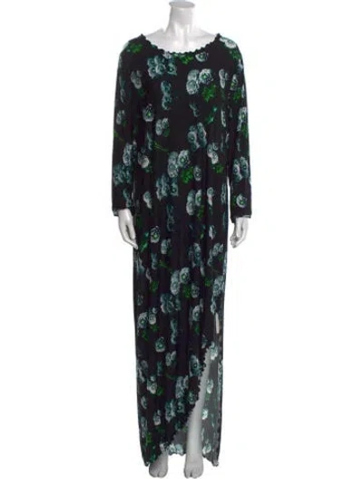 Pre-owned Jonathan Cohen Floral Print Long Dress W/ Tags In Black