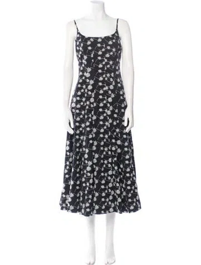 Pre-owned Jonathan Cohen Floral Print Long Dress W/ Tags In Black