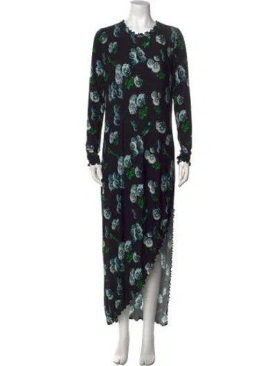 Pre-owned Jonathan Cohen Floral Print Long Dress W/ Tags In Black