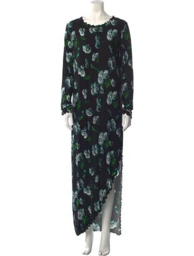 Pre-owned Jonathan Cohen Floral Print Long Dress W/ Tags In Black