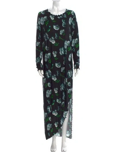Pre-owned Jonathan Cohen Floral Print Long Dress W/ Tags In Black