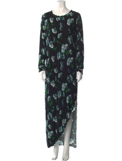 Pre-owned Jonathan Cohen Floral Print Long Dress W/ Tags In Black