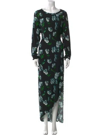 Pre-owned Jonathan Cohen Floral Print Long Dress W/ Tags In Black