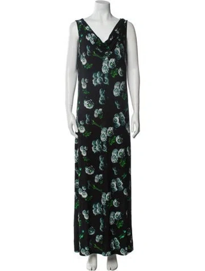 Pre-owned Jonathan Cohen Floral Print Long Dress W/ Tags In Black