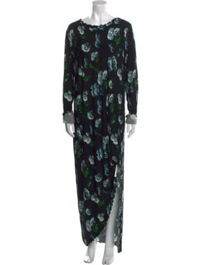 Pre-owned Jonathan Cohen Floral Print Long Dress W/ Tags In Black