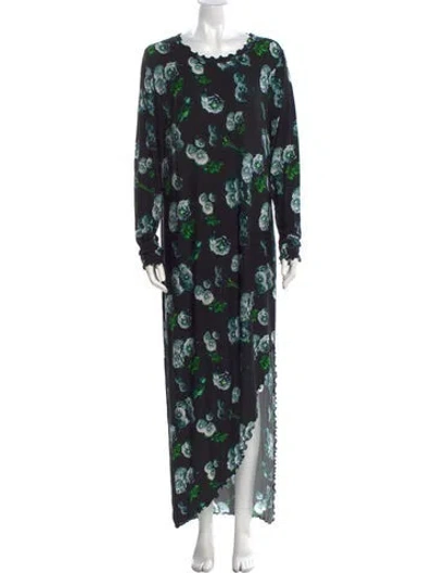 Pre-owned Jonathan Cohen Floral Print Long Dress W/ Tags In Black