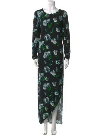 Pre-owned Jonathan Cohen Floral Print Long Dress W/ Tags In Black