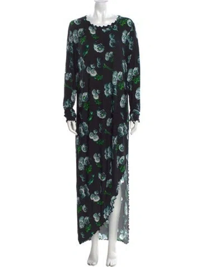 Pre-owned Jonathan Cohen Floral Print Long Dress W/ Tags In Black