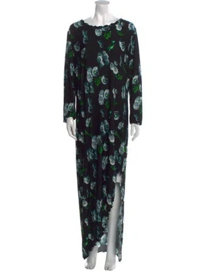 Pre-owned Jonathan Cohen Floral Print Long Dress W/ Tags In Black