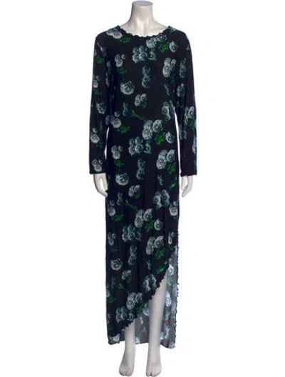 Pre-owned Jonathan Cohen Floral Print Long Dress W/ Tags In Black