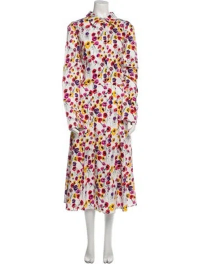Pre-owned Jonathan Cohen Floral Print Long Dress W/ Tags In Neutral
