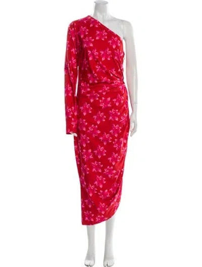 Pre-owned Jonathan Cohen Floral Print Long Dress W/ Tags In Red