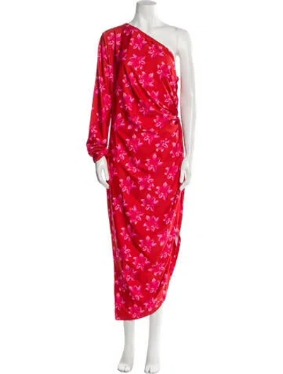 Pre-owned Jonathan Cohen Floral Print Long Dress W/ Tags In Red