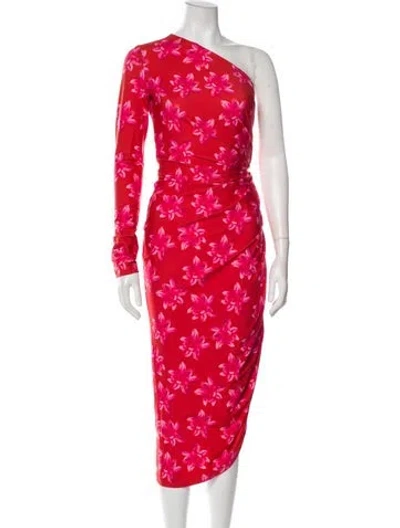 Pre-owned Jonathan Cohen Floral Print Long Dress W/ Tags In Red