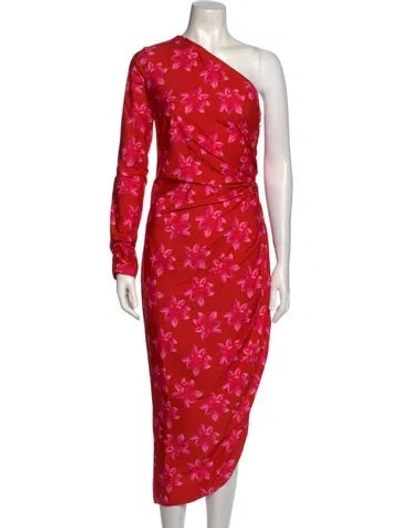 Pre-owned Jonathan Cohen Floral Print Long Dress W/ Tags In Red