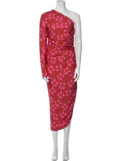 Pre-owned Jonathan Cohen Floral Print Long Dress W/ Tags In Red