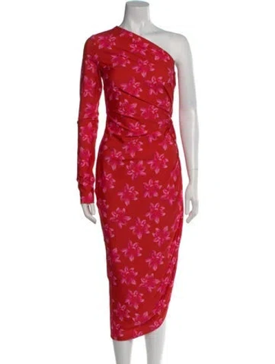 Pre-owned Jonathan Cohen Floral Print Long Dress W/ Tags In Red