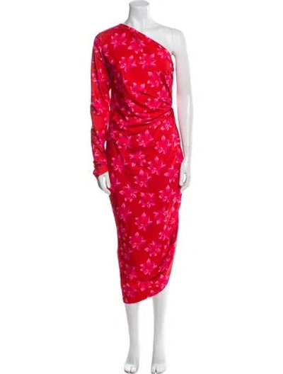 Pre-owned Jonathan Cohen Floral Print Long Dress W/ Tags In Red