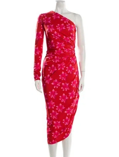 Pre-owned Jonathan Cohen Floral Print Long Dress W/ Tags In Red