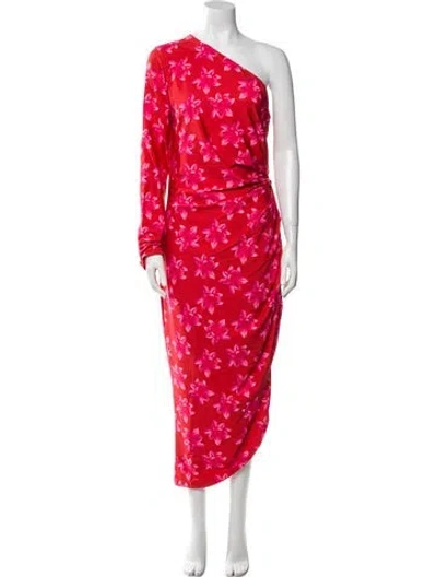 Pre-owned Jonathan Cohen Floral Print Long Dress W/ Tags In Red