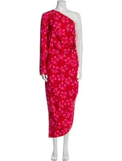 Pre-owned Jonathan Cohen Floral Print Long Dress W/ Tags In Red