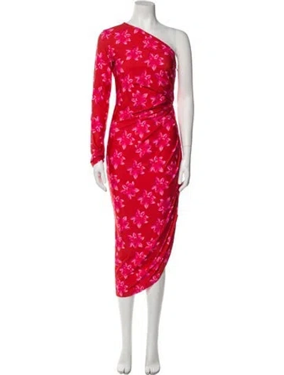 Pre-owned Jonathan Cohen Floral Print Long Dress W/ Tags In Red