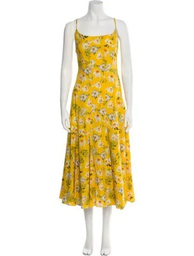 Pre-owned Jonathan Cohen Floral Print Long Dress In Yellow