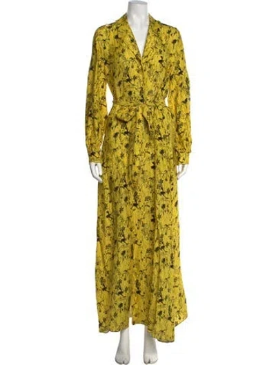Pre-owned Jonathan Cohen Floral Print Long Dress In Yellow