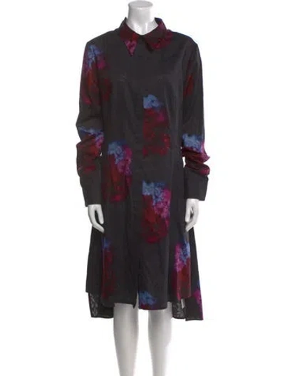 Pre-owned Jonathan Cohen Floral Print Midi Length Dress In Black