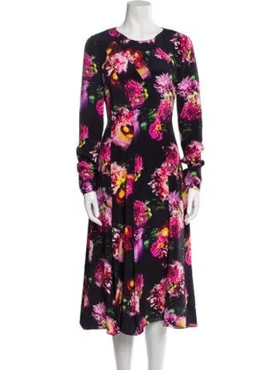 Pre-owned Jonathan Cohen Floral Print Midi Length Dress In Black