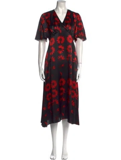 Pre-owned Jonathan Cohen Floral Print Midi Length Dress In Black