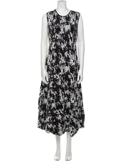 Pre-owned Jonathan Cohen Floral Print Midi Length Dress In Black