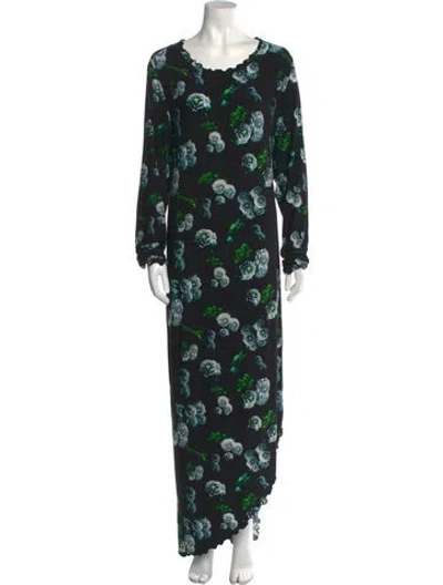 Pre-owned Jonathan Cohen Floral Print Midi Length Dress In Black