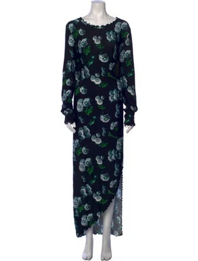 Pre-owned Jonathan Cohen Floral Print Midi Length Dress In Black