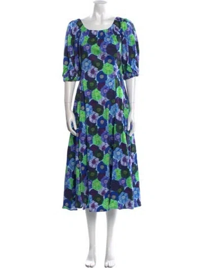 Pre-owned Jonathan Cohen Floral Print Midi Length Dress In Blue