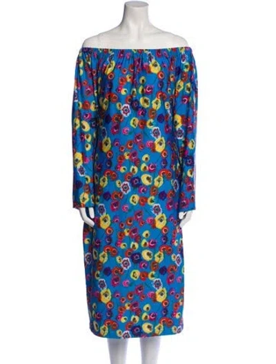 Pre-owned Jonathan Cohen Floral Print Midi Length Dress In Blue