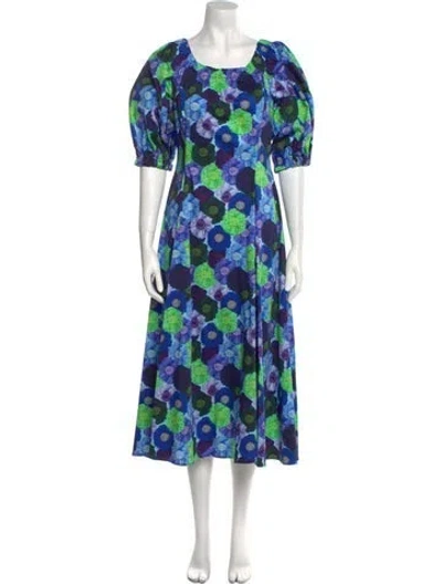 Pre-owned Jonathan Cohen Floral Print Midi Length Dress In Blue