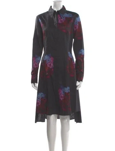 Pre-owned Jonathan Cohen Floral Print Midi Length Dress In Gray