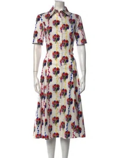 Pre-owned Jonathan Cohen Floral Print Midi Length Dress In Multicolor