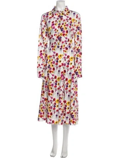 Pre-owned Jonathan Cohen Floral Print Midi Length Dress In Neutral
